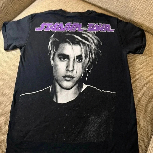 justin Bieber stadium tour concert short sleeve black t/shirt size small unisex - Picture 1 of 4